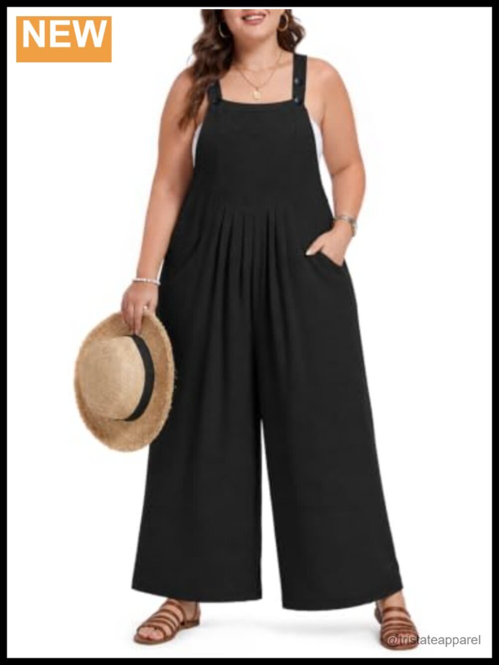 Plus Size Jumpsuit Overalls Women Summer Bib Romper Wide Leg w Pockets